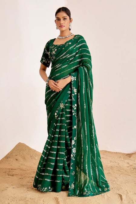 Suruchi Parakh Sequin Embroidered Saree With Blouse 