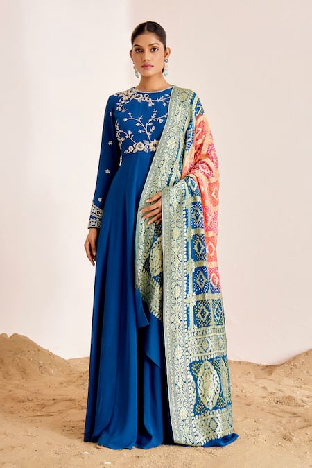 Suruchi Parakh Hand Embroidered Anarkali With Banarasi Dupatta 