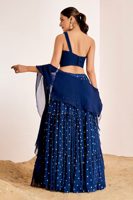 Suruchi Parakh Sequin Embellished Tiered Lehenga & Blouse Set 