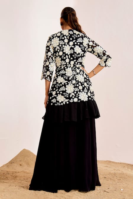Suruchi Parakh Floral Embroidered Tunic With Flared Pant 