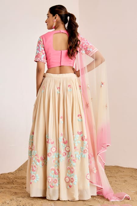 Suruchi Parakh Floral Garden Embroidered Lehenga Set 