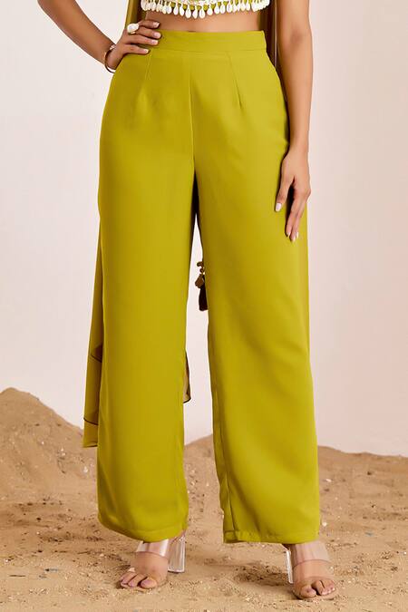 Shop Suruchi Parakh Green Georgette Sequins Scoop Neck Shell Tassel Embellished Blouse Pant Set Online at Aza Fashions Shop_Suruchi Parakh_Green Georgette Sequins Scoop Neck Shell Tassel Embellished Blouse Pant Set_Online_at_Aza_Fashions