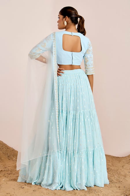 Suruchi Parakh Mirror Work Tiered Lehenga Set 