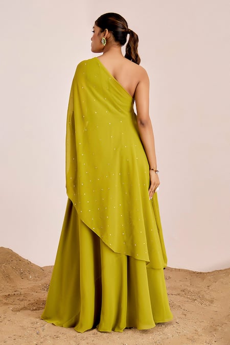 Suruchi Parakh Paisley Neckline Embroidered Tunic & Flared Pant Set 