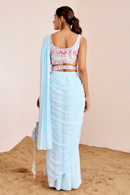 Suruchi Parakh Pre-Draped Saree With Mirror Work Blouse 