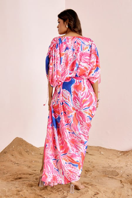 Shop Suruchi Parakh Multi Color Satin, Silk Sequins Crew Neck Abstract Print Top And Skirt Set at Aza Fashions Shop_Suruchi Parakh_Multi Color Satin, Silk Sequins Crew Neck Abstract Print Top And Skirt Set _at_Aza_Fashions