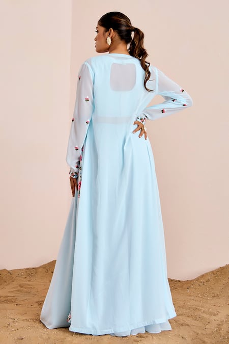 Suruchi Parakh Floral Embroidered Jacket Flared Pant Set 