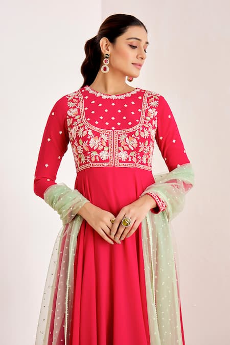 Buy Suruchi Parakh Pink Net, Georgette Sequins, Floral Placement Embroidered Anarkali With Dupatta Online at Aza Fashions Buy_Suruchi Parakh_Pink Net, Georgette Sequins, Floral Placement Embroidered Anarkali With Dupatta _Online_at_Aza_Fashions