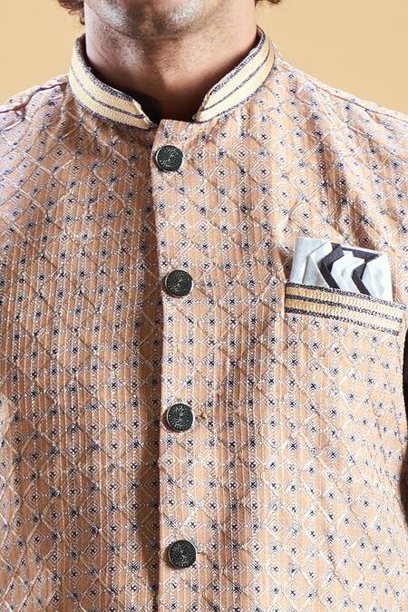 Buy Arihant Rai Sinha Beige Jacquard, Silk Embroidery Geometric Mandala Nehru Jacket Set Online at Aza Fashions Buy_Arihant Rai Sinha_Beige Jacquard, Silk Embroidery Geometric Mandala Nehru Jacket Set _Online_at_Aza_Fashions