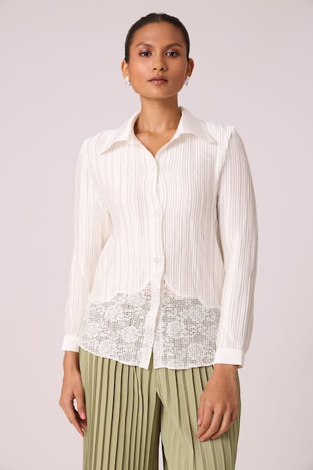 Scarlet Sage Gaby Pleat Textured Shirt 