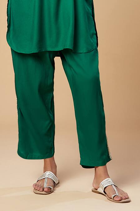 Spring Break Green Rayon Embroidery V-neck Neckline Kurta And Pant Set Online at Aza Fashions Spring Break_Green Rayon Embroidery V-neck Neckline Kurta And Pant Set_Online_at_Aza_Fashions