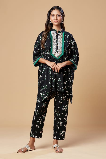 Spring Break Floral Print Kaftan Tunic & Pant Set 