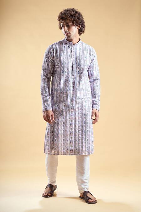 Arihant Rai Sinha Multi Color Silk, Rayon Embroidery Chikankari Straight Kurta With Churidar at Aza Fashions Arihant Rai Sinha_Multi Color Silk, Rayon Embroidery Chikankari Straight Kurta With Churidar _at_Aza_Fashions