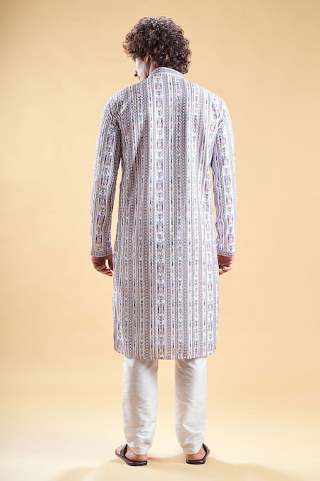 Shop Arihant Rai Sinha Multi Color Silk, Rayon Embroidery Chikankari Straight Kurta With Churidar at Aza Fashions Shop_Arihant Rai Sinha_Multi Color Silk, Rayon Embroidery Chikankari Straight Kurta With Churidar _at_Aza_Fashions