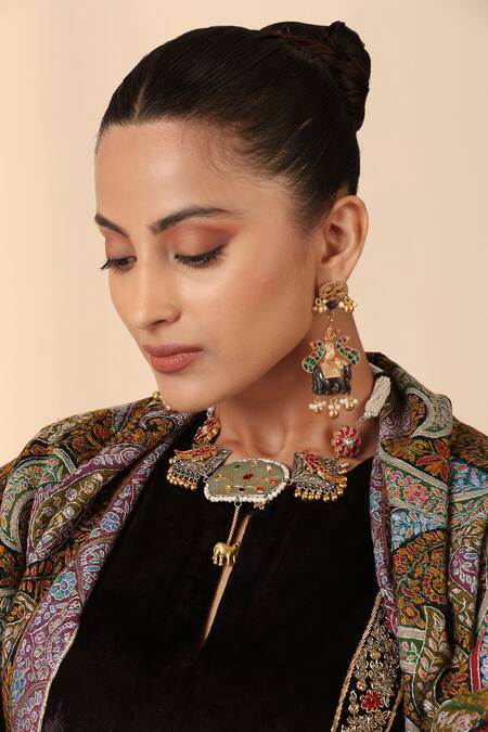 Buy_Dusala_Multi Color Andri Kalamkari Adda Work Shawl 