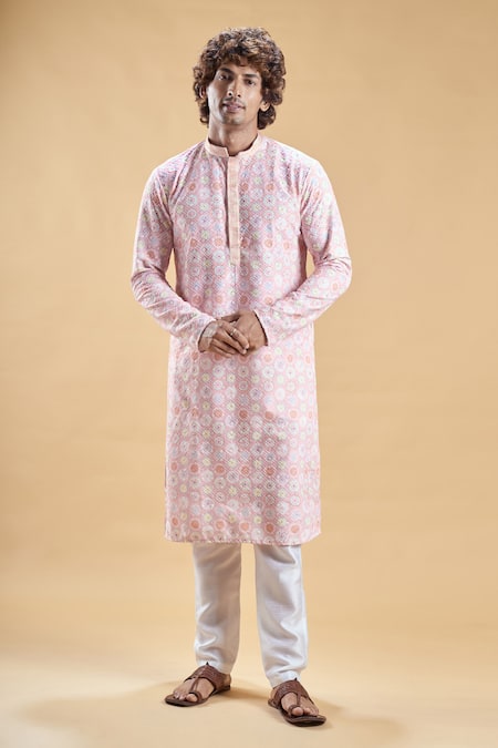 Arihant Rai Sinha Geometric Print Kurta With Churidar 
