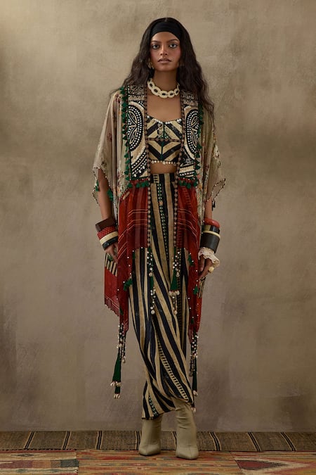 Aseem Kapoor Veni Resham Embroidered Jacket Draped Trouser Set 