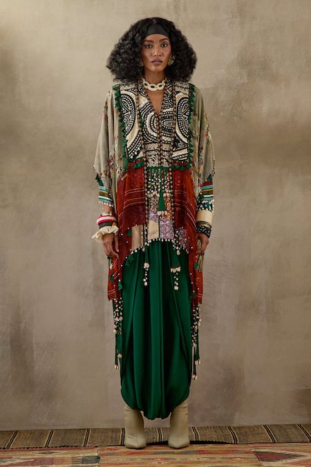 Buy Aseem Kapoor Multi Color Crepe Beads, Tassels Mitra Resham Embroidered Jacket Trouser Set Online at Aza Fashions Buy_Aseem Kapoor_Multi Color Crepe Beads, Tassels Mitra Resham Embroidered Jacket Trouser Set _Online_at_Aza_Fashions