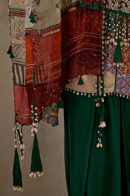 Buy Aseem Kapoor Multi Color Crepe Beads, Tassels Mitra Resham Embroidered Jacket Trouser Set Buy_Aseem Kapoor_Multi Color Crepe Beads, Tassels Mitra Resham Embroidered Jacket Trouser Set