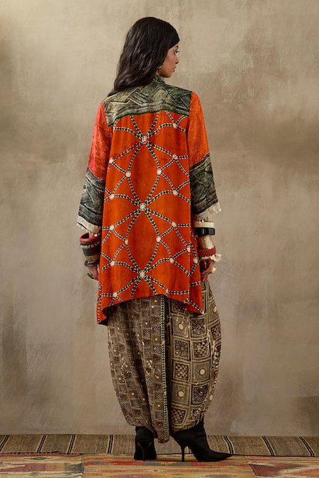 Shop Aseem Kapoor Multi Color Crepe, Cotton Beads, Tassels, Mitra Resham Kurta And Trouser Set at Aza Fashions Shop_Aseem Kapoor_Multi Color Crepe, Cotton Beads, Tassels, Mitra Resham Kurta And Trouser Set _at_Aza_Fashions