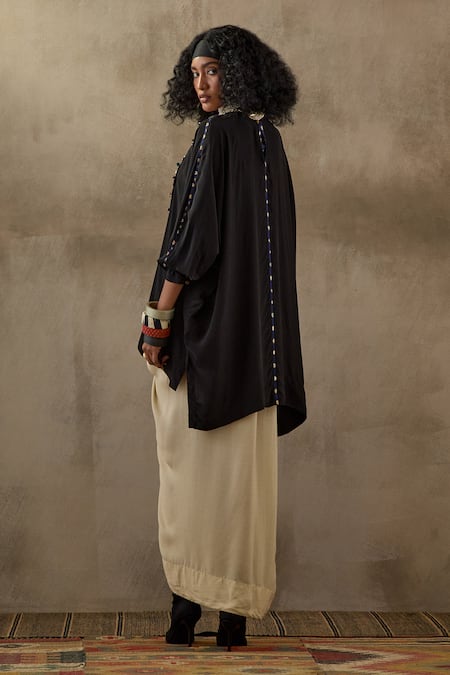 Aseem Kapoor Kuru Bead Yoke Embroidered Kurta & Draped Skirt Set 