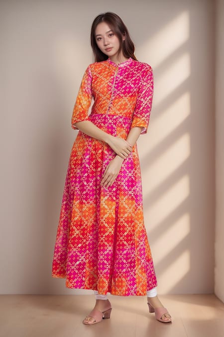 Khwaab by Sanjana Lakhani Foil Print Tie-Dye Anarkali 