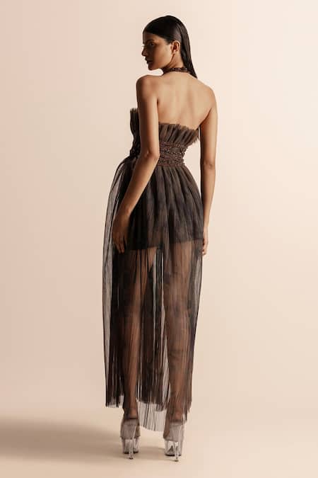 Abhishek Sharma Stone Embellished Maxi Dress 