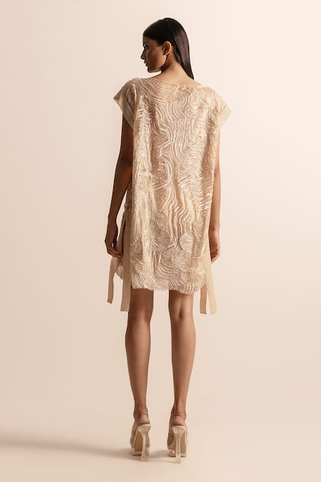 Abhishek Sharma Sequin & Beads Embroidered Shift Dress 