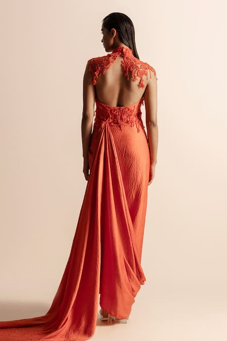 Abhishek Sharma Quilted Cowl Draped Skirt 