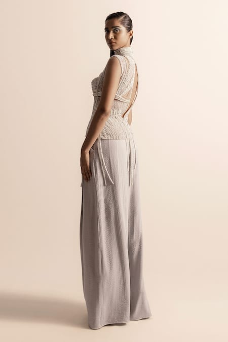 Abhishek Sharma Pearl Embellished Cut-Out Top 