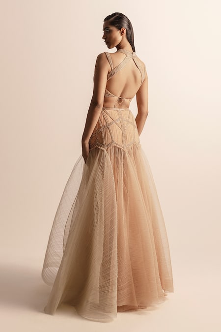 Abhishek Sharma Crystal Embellished Crop Top 