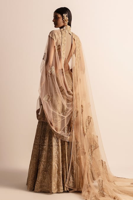 Abhishek Sharma Floral Embellished Patchwork Veil 