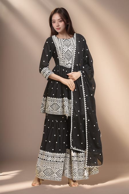 Khwaab by Sanjana Lakhani Mirror Embroidered Kurta Sharara Set 