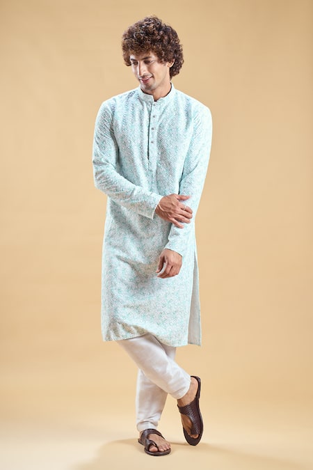 Arihant Rai Sinha Chikankari Thread Embroidered Kurta With Churidar 