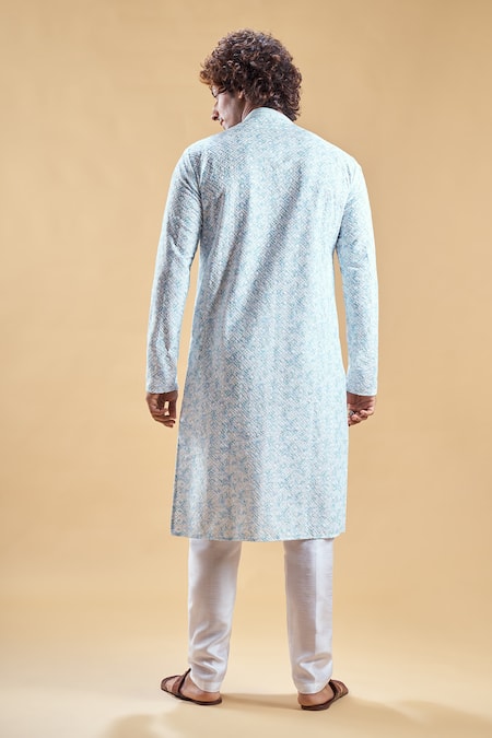 Arihant Rai Sinha Chikankari Embroidered Straight Kurta With Churidar 