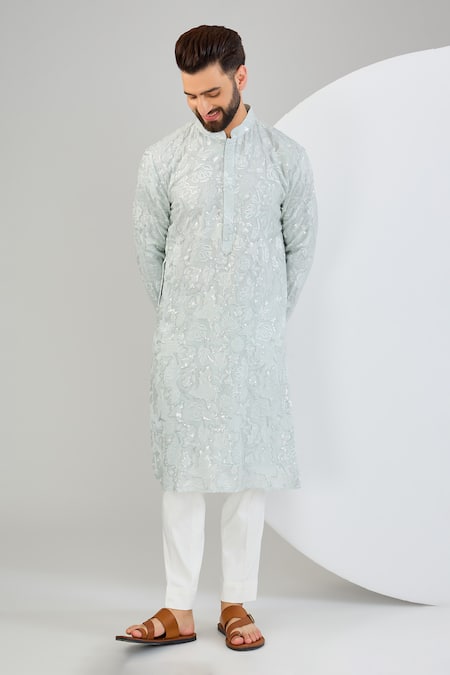 Kasbah Tonal Floral Embroidered Kurta 
