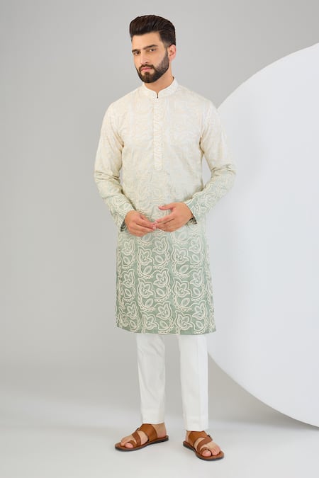 Kasbah Two Tone Floral Embroidered Kurta 