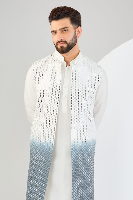 Kasbah_Multi Color Silk Mirrors Shaded Open Shrug _Online_at_Aza_Fashions