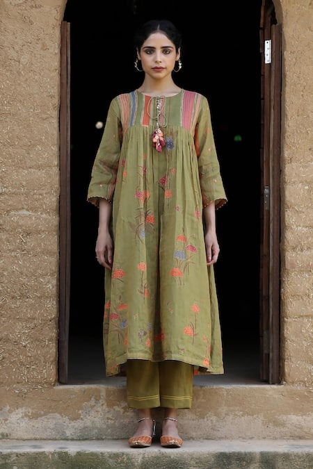 Label Kinjal Modi Floral Print Gathered Tunic With Pant 