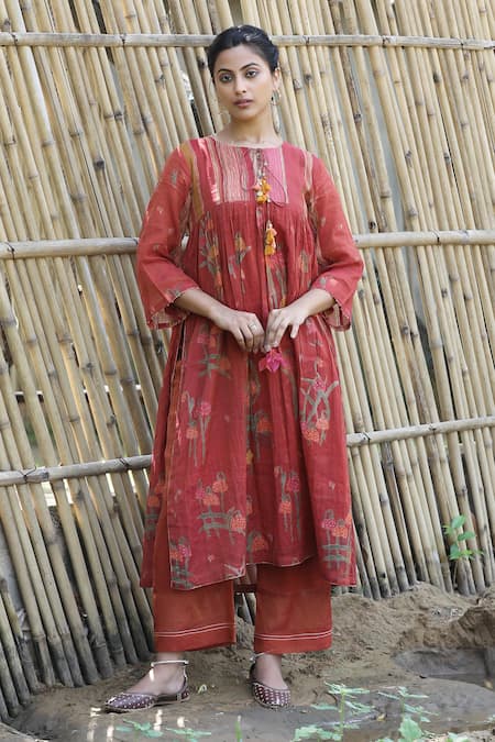 Label Kinjal Modi Flower Print Gathered Tunic With Pant 