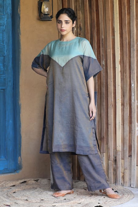 Label Kinjal Modi Color Block Tunic With Pant 