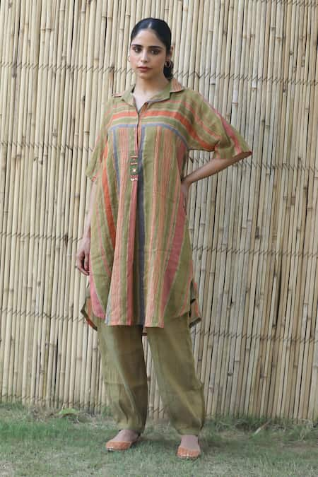 Label Kinjal Modi Stripe Pattern Straight Tunic With Pant 