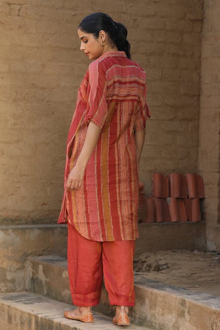 Label Kinjal Modi Straight Stripe Pattern Tunic With Pant 