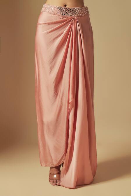 Asaga Rose Gold Tulle, Satin, Organza Cut Dyon Hand Embroidered Jacket And Skirt Set Online at Aza Fashions Asaga_Rose Gold Tulle, Satin, Organza Cut Dyon Hand Embroidered Jacket And Skirt Set _Online_at_Aza_Fashions