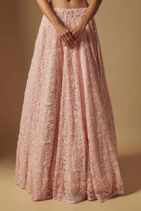 Asaga Pink Satin, Organza, Tulle Crystals, Cut Work Eke Hand Embroidered Lehenga Set Online at Aza Fashions Asaga_Pink Satin, Organza, Tulle Crystals, Cut Work Eke Hand Embroidered Lehenga Set _Online_at_Aza_Fashions