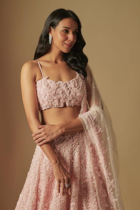 Buy Asaga Pink Satin, Organza, Tulle Crystals, Cut Work Eke Hand Embroidered Lehenga Set Online at Aza Fashions Buy_Asaga_Pink Satin, Organza, Tulle Crystals, Cut Work Eke Hand Embroidered Lehenga Set _Online_at_Aza_Fashions
