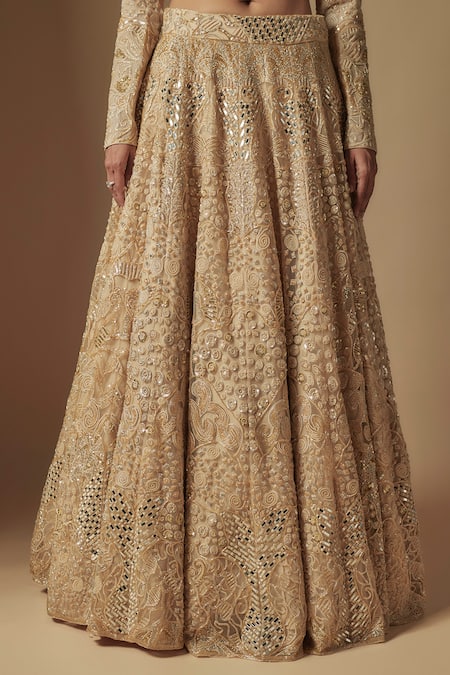 Asaga Gold Satin, Organza, Tulle Crystals, Cut Work Bronx Hand Embroidered Lehenga Set Online at Aza Fashions Asaga_Gold Satin, Organza, Tulle Crystals, Cut Work Bronx Hand Embroidered Lehenga Set _Online_at_Aza_Fashions