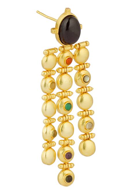 Buy_ZARIIN_Multi Color Stones Power Navratan Studded Earrings_Online_at_Aza_Fashions