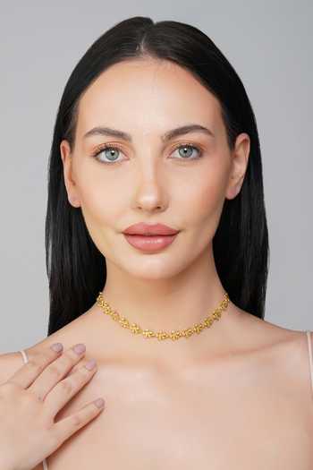 Buy ZARIIN Gold Plated Flowers Of Hope Carved Choker at Aza Fashions Buy_ZARIIN_Gold Plated Flowers Of Hope Carved Choker_at_Aza_Fashions