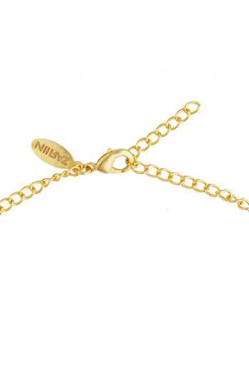 ZARIIN Gold Plated Flowers Of Hope Carved Choker Online at Aza Fashions ZARIIN_Gold Plated Flowers Of Hope Carved Choker_Online_at_Aza_Fashions
